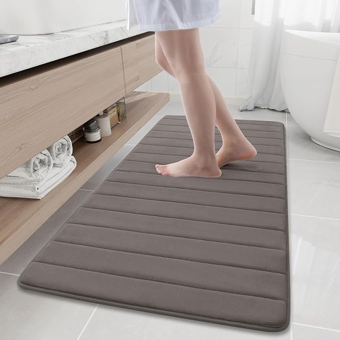 Buganda Memory Foam Bath Mat, 60" x 24", Ultra Soft Bathroom Rugs, Water Absorbent and Machine Washable Bath Rug Runner for Bathroom, Shower, and Tub, Taupe
