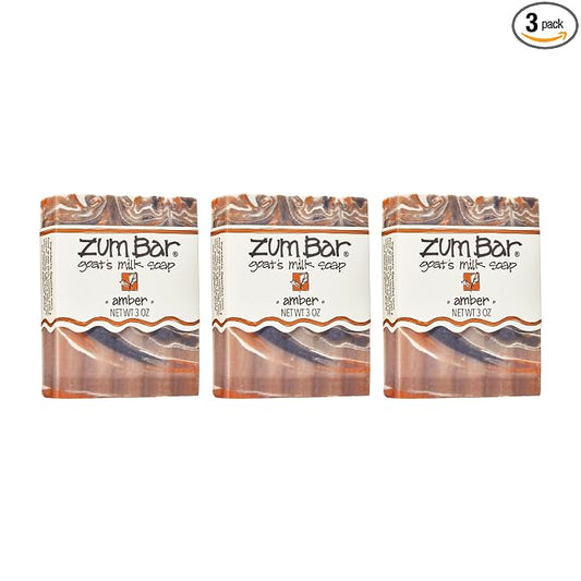 Zum Indigo Wild Goat's Milk Soap Bar - Bar Soap for Hands & Body Made with Essential Oils - 3 oz - Amber (3 Pack)