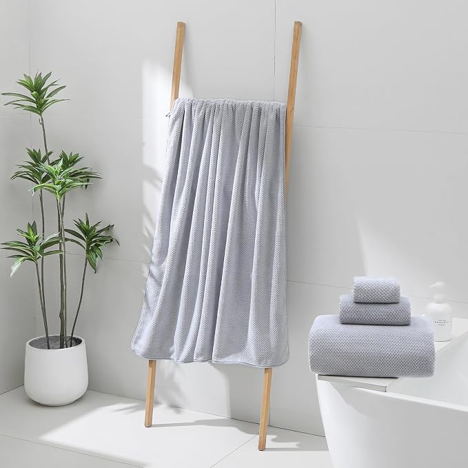 YTYC Towels, 39x78 Inch Oversized Bath Sheets for Adults Luxury Extra Large Bath Towels Sets of 6 Super Soft Shower Towels for Bathroom Microfiber 80% Polyester(Silver Grey,6 Piece)