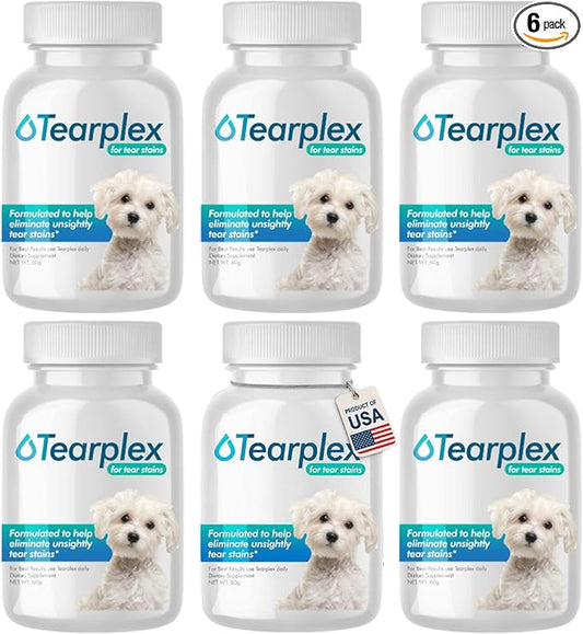 Tear Stain Remover for Dogs and Cats | Natural Supplement Suitable for All Breed Types | Pet Tear Stain Remover Powder | Made with Natural Ingredients | Beef Flavored - 6 Pack