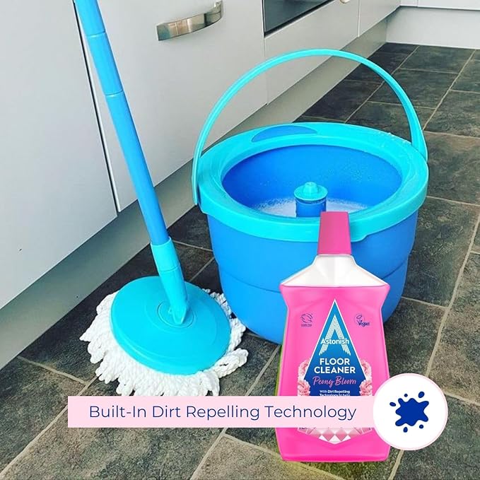 Astonish Peony Bloom Floor Cleaner – Concentrated Floral Mop Solution With Dirt Repelling Technology – Multi Surface Cleaner For Tiles, Laminate, Vinyl & Sealed Wood Floors – 1L Bottle