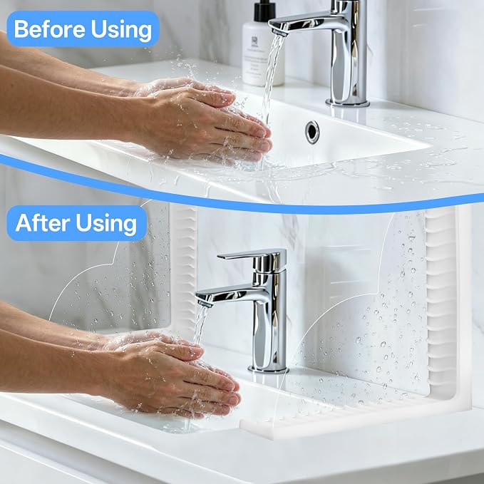 Shower Splash Guard for Bathtub, Suction Cup No Adhesive, 2 Pack | Bathtub Corner Water Guard with Anti-Scratch Smooth Edges Acrylic. Keeps Bathroom Tub Dry and Keep Water in Shower.
