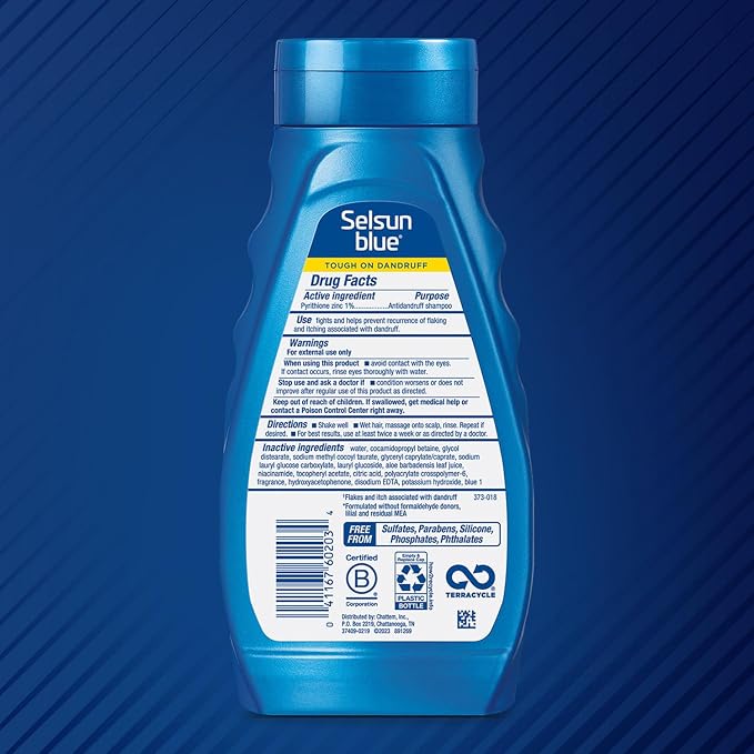 Selsun Blue Itchy Dry Scalp Anti-Dandruff Shampoo, 11 fl. oz., Extra-Hydrating Formula, Pyrithione Zinc 1%