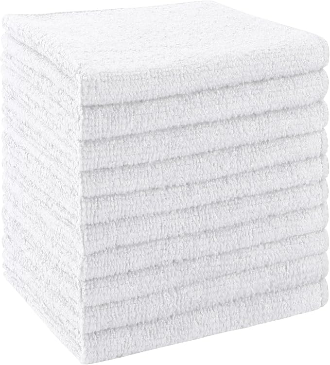 UNIMADE Washcloths Bulk - 10 Pack - Face Towels (12" x 12"), Highly Soft Wash Cloths and Hand Towels, Fast Drying Multi-Purpose Microfiber Cleansing Cloths for Bathroom, Hotel, Spa, and Salon - White