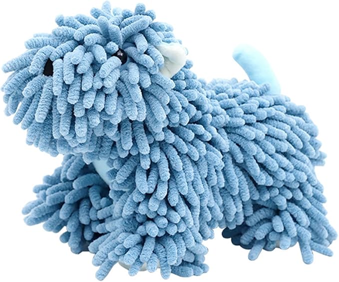 Cute Dog Chenille Hand Towel, 3D Fuzzy Puppy Hangable Ball Hand Towel Microfiber Super Soft Absorbent Bathroom & Kitchen Towels with Hanging Loop, Can Be Placed on the Sink Countertop (Blue)