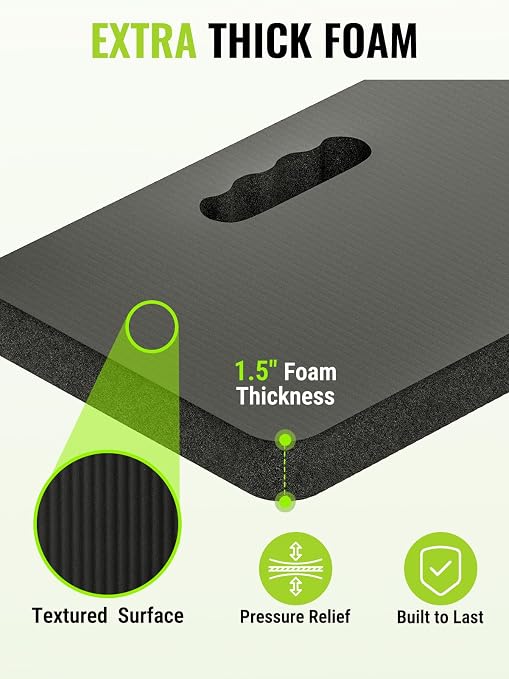 WORKPRO Extra Thick Kneeling Pad, Soft NBR Foam Cushioning for Knee, Large Foam Kneeler Mat for Gardening, Bathing Baby, Exercise, Workout Supplies, 17.5 x 11 x 1.5 in (Black, 1 Pack) | Soft NBR Foam Cushioning for Knee, Large Foam Kneeler Mat, For Gar...