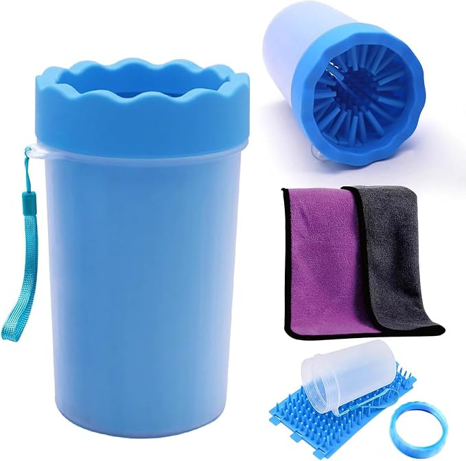 Dog Paw Cleaner,Paw Cleaner for Dog,Pets Foot wash Cup-Dog wash paw Cup-Pet Foot Cleaner for Small Medium Breed Dogs/Cats Pet Clean Paws Miracle Tool(with 1 Towel& 1Brush)