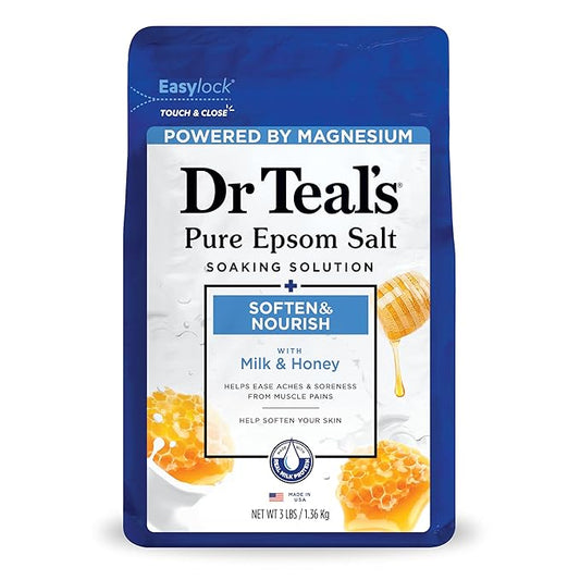 Dr. Teal's Epsom Salt Soaking Solution, Soften & Nourish with Milk and Honey, 48 Oz
