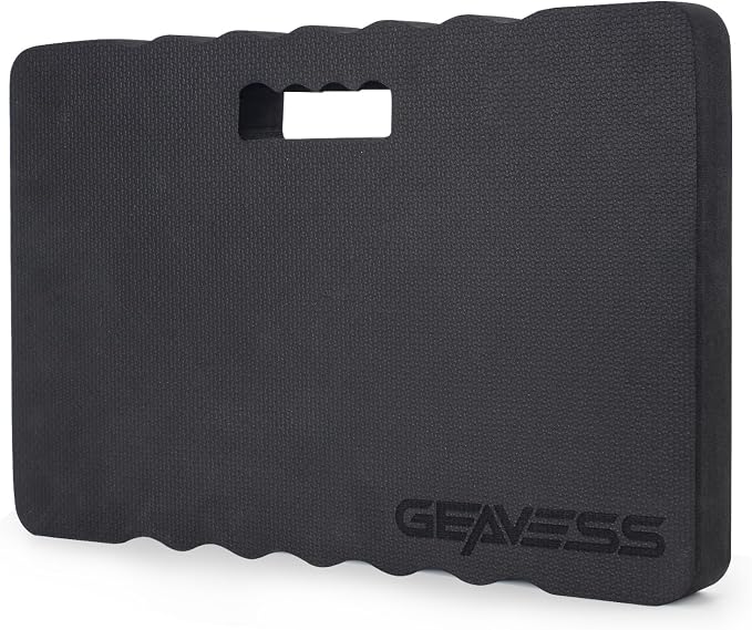 1.5" Extra Thick Garden Kneeling Pad, Comfortable Foam Knee Pad with Handle, Durable Supportive Knee Cushion for Gardening, Yard Work, Car Repairing, Workshop, Baby Bathing, 17.5"x11", Black