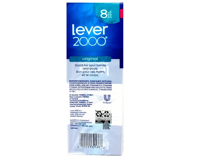 Lever 2000 Original Bar Soap, New and Improved Formula, Trusted Clean for Hands and Body, 8 Bars, 3.75 oz Each