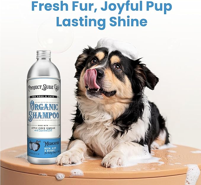 Project Sudz Medicated Dog Shampoo – Neem & Niaouli | Natural Medicated Liquid Shampoo for Dogs | Soothes Itchy Skin, Relieves Irritation, Eco-Friendly & Safe