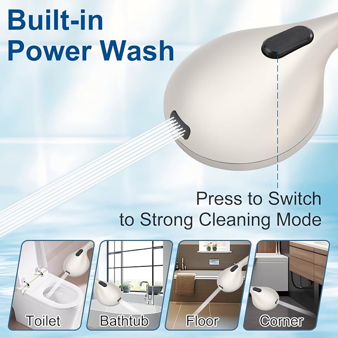 Shower Head with Handheld - All Metal Holder and Long Hose, High Pressure | Showerhead Sprayer Built-in Power Wash to Clean Tub, Tile & Pets, Multi Mode Adjustment, Brushed Nickel 2.5 GPM