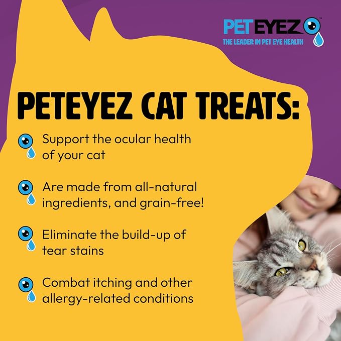 PetEyez Freeze Dried Cat Treats Tear Stain Remover, All-Natural Freeze Dried Beef Liver Treats with Vitamin & Minerals That Help Fights Against Tear Stains in Eye, 1 Oz, 35 Count (1 Pack)