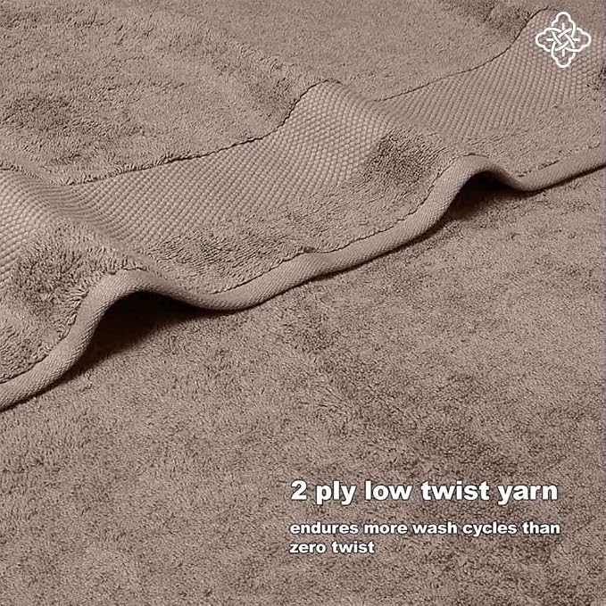 BIOWEAVES 100% Organic Cotton 700 GSM Plush Washcloths 13" x 13" GOTS Certified - Taupe, Pack of 12