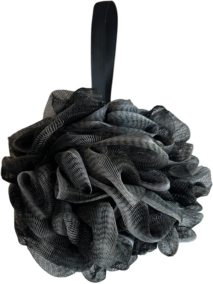 Black Bath Shower Loofah Exfoliating Body Back Scrubber Sponge for Women Men 60g (1 Pack)