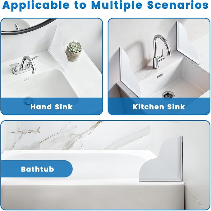 Shower Corner Water Guard, Large Size Tub Shower Water Guard, Shower Splash Guards,Bathtub Splash Guard Self-Adhesive Tub Guards to Keep Water in Tub (2pcs)