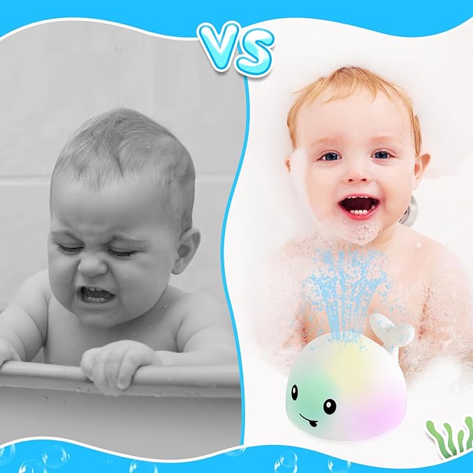 Baby Bath Toys, Toddler Bath Toys for Kids Ages 1-3, Easter Basket Stuffers for Baby, 1 2 3 Year Boy Girl Gifts Baby Toy 6-12-18 Months Light Up Whale Bath Toy Sprinkler Bathtub Pool Water Toy