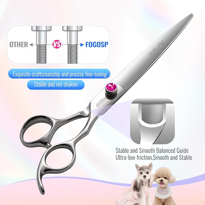 Straight Dog Grooming Scissors 7.5'' Professional Dog Shears for Grooming for Pet Cat Japanese 440C Stainless Steel Dog Scissors Super Sharp (7.5'',Straight)