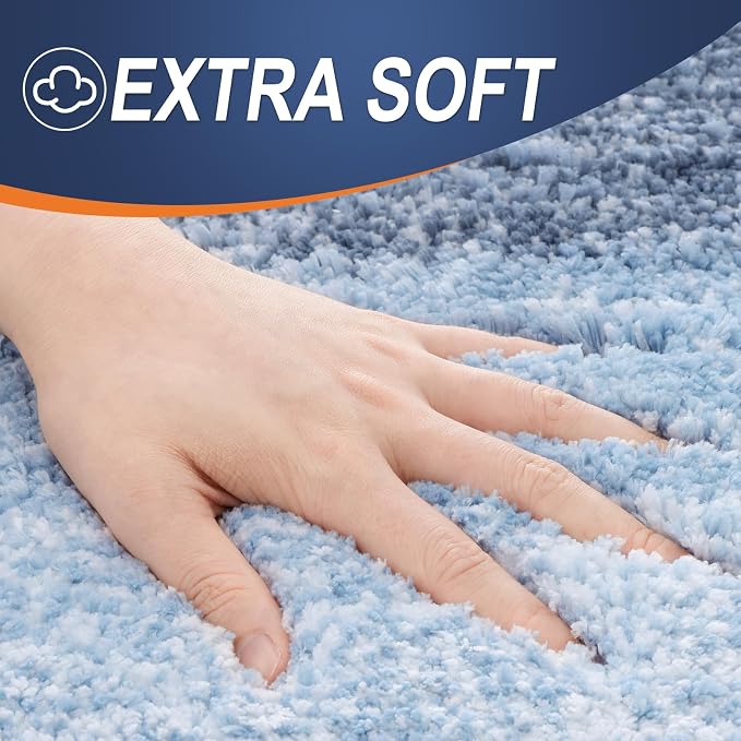 OLANLY Large Bathroom Rugs Mat 50x30, Extra Soft Absorbent Microfiber Bath Rugs, Rubber Backing, Quick Dry, Machine Washable Bath Mats for Bathroom Floor, Tub and Shower, Home Decor Accessories, Blue