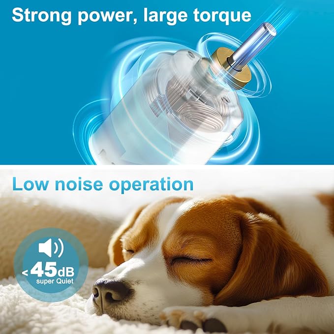Dog Clippers for Grooming, 5 Speed & Self-Sharpening Blade, Cordless Low Noise Rechargeable 2600mAh 5H Runtime, LCD Display, 6 Guide Combs for Dogs Cats(Blue)