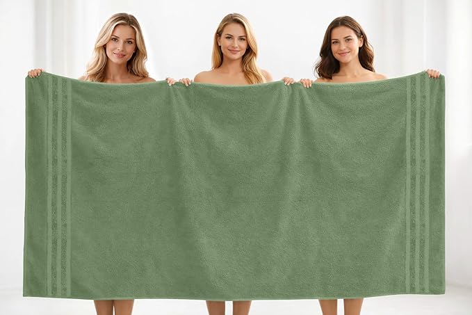 DAN RIVER 2 Pack Luxury Bath Sheets 35x70, 600 GSM, Soft & Quick Dry 100% Ring Spun Cotton Towels Ideal for Hotels, Spas, Gyms & Salons Extra Large, Sage Green