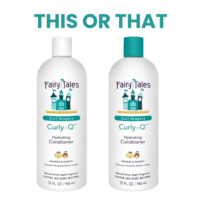 Fairy Tales Curly-Q Hydrating Shampoo and Conditioner for Kids - Paraben, Sulfate, Gluten and Nut Free - For All Curl Types Including Multi Cultural Hair – 32 Oz (2 Pack)