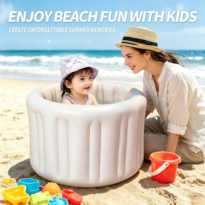 Portable Inflatable Baby Bathtub for Babies 6 Months and Up, Foldable Baby Pool with Anti-Slip Base & Soft Support Seat, Ideal for Travel & Household Use