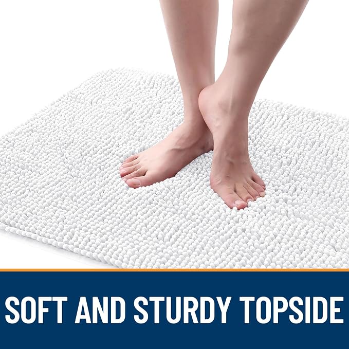 OLANLY Dog Door Mat for Muddy Paws 70x35, Absorbs Moisture and Dirt, Absorbent Non-Slip Washable Doormat, Quick Dry Chenille Mud Mat for Dogs, Entry Indoor Entryway Carpet for Inside Floor, White