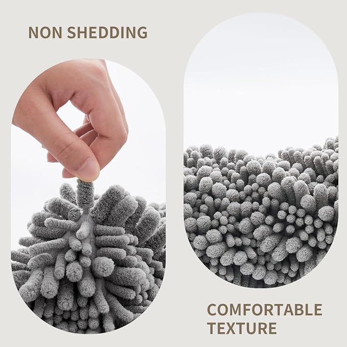Bathroom Rugs Non Slip Washable 70x24, Extra Thick Soft Chenille Absorbent Bath Mat, High Density Barrier Non Slip Backing, Quick Dry Plush Shaggy Floor Carpet for Tub&Shower, Grey