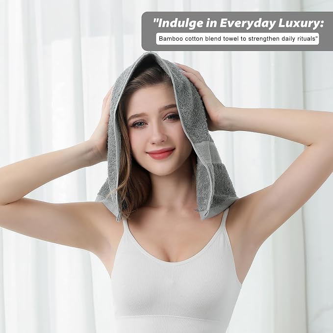 Aibaser Hand Towels-16x30inch - Lightweight and Highly Absorbent Hand Towels for Bathroom, Travel, Gym, Shower and Spa (Grey)