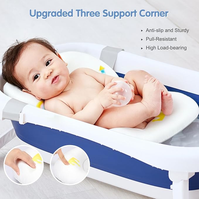 Colorlife Baby Bath Seat Support Net Infant Bathing Seat Support Mat, Adjustable Comfortable Non-Slip Three-Pointed Baby Shower Net Bathtub Sit Up Mesh for Newborn 0-12 Months-White Crown(No Bathtub)