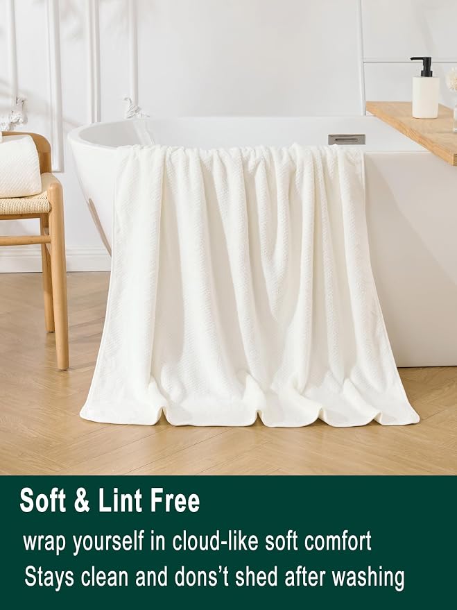 Extra Large Bath Sheet Set 3-Piece, 1 Bath Towel 40x80 Inches, 1 Hand Towel, 1 Washcloth, Soft Absorbent Quick Dry Microfiber Towel for Bathroom Beach Pool Gym Spa, White