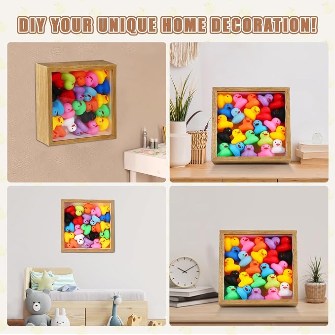Rubber Duck Dispaly Case, Wood Case to Storage Assorted Rubber Duck, Suitable for Display 2in Duck, Birthday Gift for Duck Lover, Home Decoration, Beige