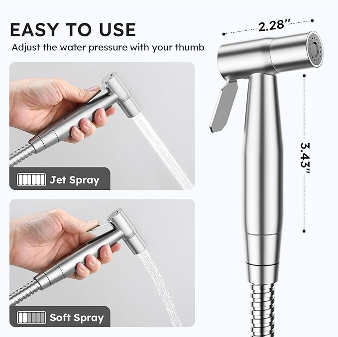Arofa Handheld Bidet Sprayer for Toilet - 2 Pack Bidets Faucet for Existing Toilets Cloth Diaper Jet Sprayer, Stainless Steel Muslim Shower with Bidet Hose for Feminine Wash