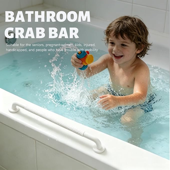 48 Inch Shower Grab Bar 1.25" Dia, 2 Pack White Anti Slip Bathroom Grab Bar, 304 Stainless Steel Knurled Handicap Grab Bars, Safety Support Handrail,Bath Shower Handle for Elderly Injury Senior