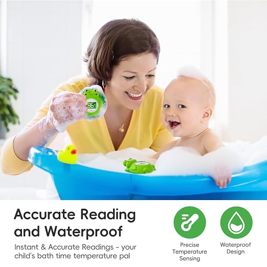 b&h Rechargeable Baby Bath Thermometer, Floating Safety Toddlers Bathtub Thermometer for Accurately Measuring Toddler’s Tub Water Temperature, Newborn Shower Essentials, Cute Frog