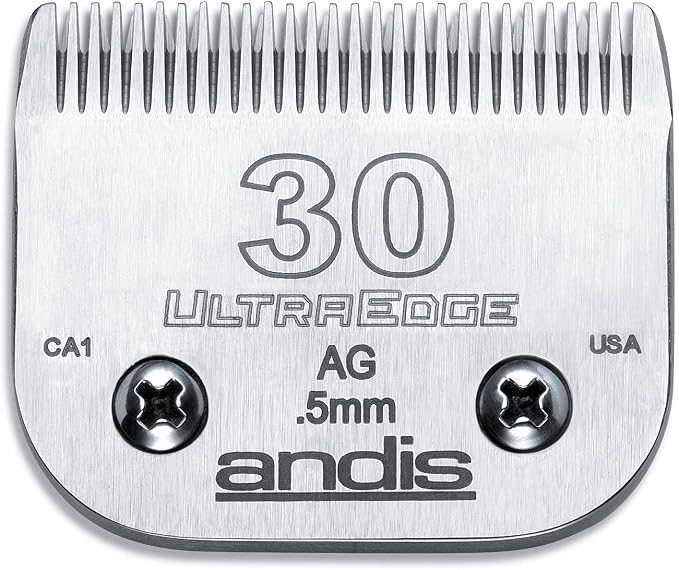 Andis 64075 Ultra Edge Dog Clipper Blade - Constructed of Carbonized Steel, Exclusive Hardening Process with Long-Lasting Sharp Edges, 1/50-Inch Cut Length - for Larger Animals, Size-30, Chrome