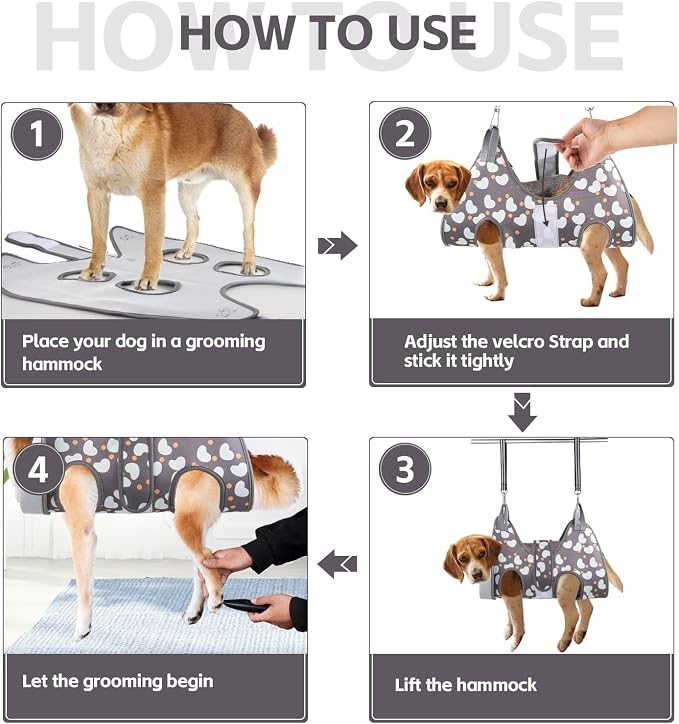ATESON Dog Grooming Hammock for Medium/Large Dogs with Nail Clippers/Nail Trimmers, Dog Grooming Harness for Nail Trimming, Pet Grooming Sling Helper