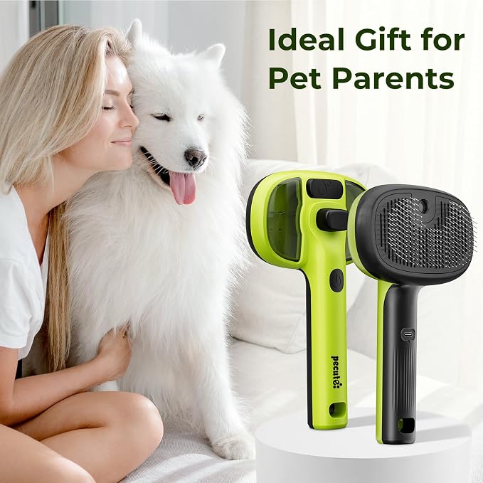 Pecute Self-Cleaning Steam Dog Cat Brush for Heavy Shedding/Long Coats | Gentle, Undercoat removal & smoothing, Shedding control, For water-anxious pets, 2 cool mist modes, XL tank, 240-min runtime