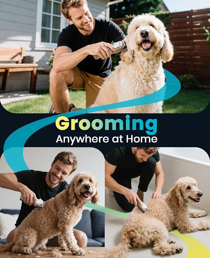 oneisall PC18 Dog Clippers for Grooming for Thick Coat | 6800 RPM High-Speed, Detachable Stainless Steel Blades,4 hours of battery life, Dog Shaver for Thick/Matted/Knotted/Hair