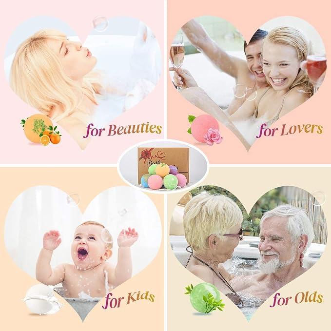 BOENFU Bath Bombs Gift Set 12 Large Natural Essential Oils Bathbombs, Dry Skin Moisturize, Perfect for Bubble Spa Bath, Handmade Birthday Gifts, idea for Her/Him, Wife, Girlfriend