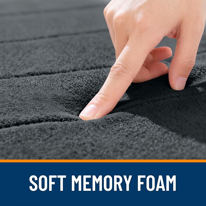 OLANLY Memory Foam Bath Mat 44x24, Super Soft Absorbent Bathroom Rugs, Quick Dry, Machine Washable Shower Floor Rugs, Bathmat Carpet, Bathroom Home Decor Accessories, Dark Gray