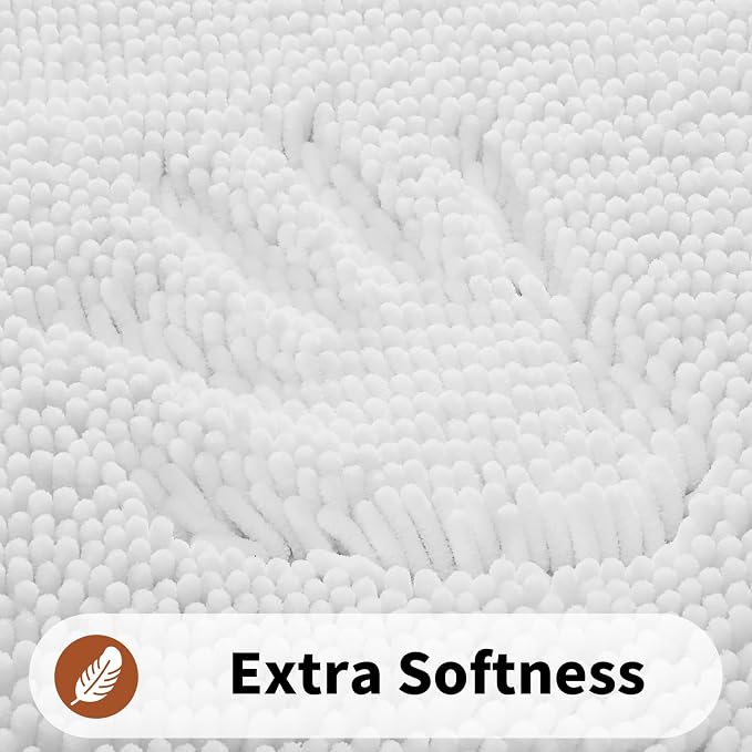 Yimobra Toilet Rugs U Shaped Washable - 24"x20" Non Slip Plush Contour Bath Rugs for Toilet - Super Soft Absorbent Quick Dry Toilet Mats for Bathroom,White