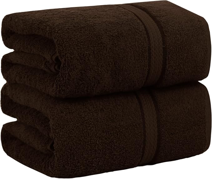 COTTON CRAFT Ultra Soft Bath Sheets - 2 Pack - 35 x 70 - Absorbent Quick Dry Everyday Luxury Hotel Bathroom Spa Gym Shower Beach Pool Travel Dorm - 100% Cotton - 580 GSM - Easy Care - Chocolate Brown