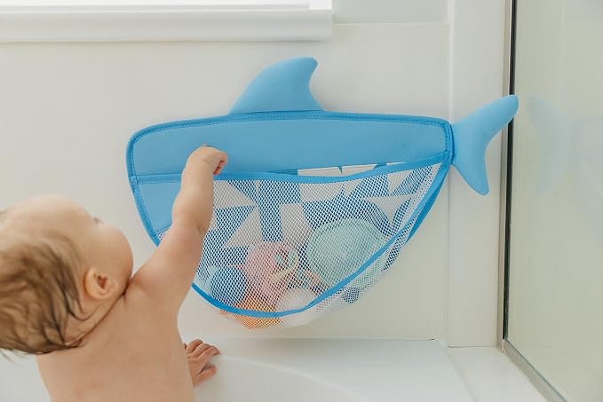 Copper Pearl Oceana Extra-Large Mesh Bath Toy Holder with Suction Cups: Quick-Dry Bath Toy Storage Net for Bathtub