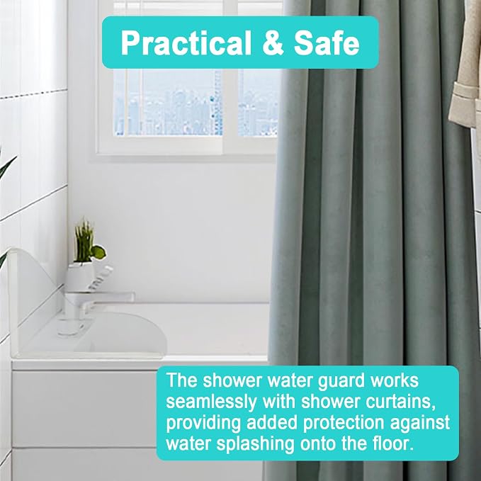 2 PCS Splash Guard for Bathtub 7.8" x 7.2" Self Adhesive Shower Splash Guard Acrylic Shower Corner Water Guard Clear Shower Guards to Keep Water in Shower