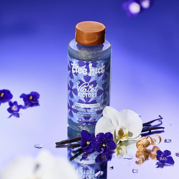 Tree Hut Violet Victory Body Wash, Hydrating & Moisturizing Shower Gel, Shea Butter & Essential Oils, Soft Smooth Glowing Skin, Gentle Cleanser For All Skin Types, Self Care Gifts for Women, 18 Fl Oz