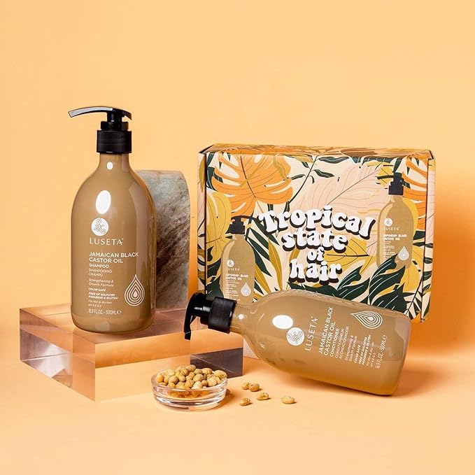 Luseta Castor Oil Shampoo and Conditioner Set for Thinning Hair | Strengthening Set for Thicker Fuller Looking Hair & Split End Repair for Men Women, Split End Care, Sulfate Free 16.9oz*2