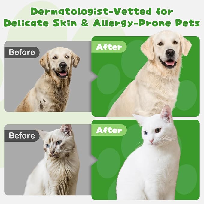 Pet Glove Wipes for Dogs and Cats, 20 Individually Wrapped Packs pet wipes, wash gloves Safe for Sensitive Skin, Quick Deodorizing, Loose Hair Removal, Full Body Grooming for Fur, Paws, Eyes & Ears | Pet Wipes Gloves 20 &32 Individual Packing for Sensi...