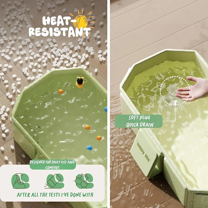 Collapsible Bathing Basin 29.5×17.7×9.8 in, Foldable Portable Tub with Drain Plug, Compact Storage Basin for Toddlers and Pets, Suitable for Outdoor, Travel or Balcony Use